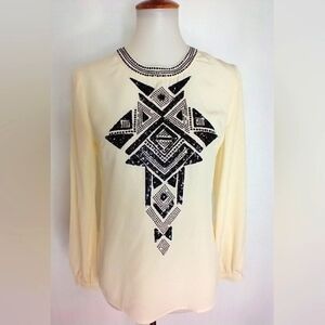 TRINA TURK SILK EMBELLISHED BLOUSE